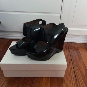 Marni black patent leather stump wedge Gaga shoe size 8